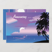 Tropische Nachthochzeit Einladung (Vorne/Hinten)