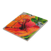 Tropische Neon Hibiskus Blume Fliese (Seite)