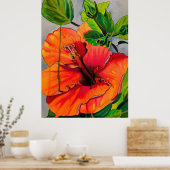 Tropische Neon Hibiskus Blume Poster (Küche)