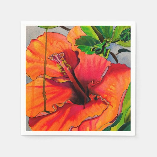 Tropische Neon Hibiskus Blume Serviette (Vorderseite)