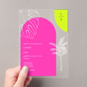 Tropische Neon Monogram Arches Wedding Acryleinladungen (Insitu (Handheld))