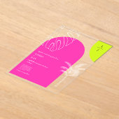 Tropische Neon Monogram Arches Wedding Acryleinladungen (Ablage )