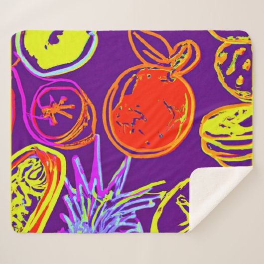 Tropische Neonfruchtmuster Sherpadecke (Vorderseite (Horizontal))