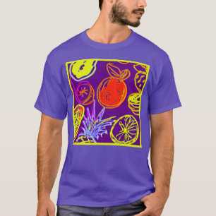Tropische Neonfruchtmuster T-Shirt