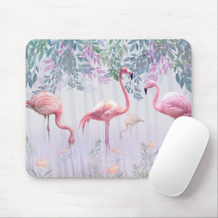 Tropische Niedliche Familie rosa Flamingos Mousepad