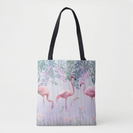 Tropische Niedliche Familie rosa Flamingos Tasche (Vorderseite)