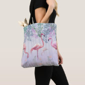Tropische Niedliche Familie rosa Flamingos Tasche (Von Nahem)