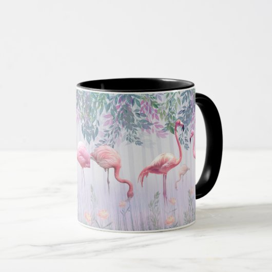 Tropische Niedliche Familie rosa Flamingos Tasse (VorderseiteRechts)
