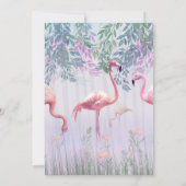 Tropische Niedliche Familie rosa Flamingos Wasserf Einladung (Rückseite)