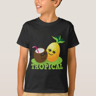 TROPISCHE niedliche Kawaii Kokosnuss und Ananas T-Shirt