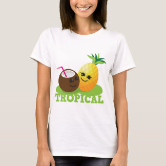 TROPISCHE niedliche Kawaii Kokosnuss und Ananas T-Shirt