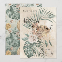 Tropische Oase Moderne Palme Save the Date Hochzei Einladung