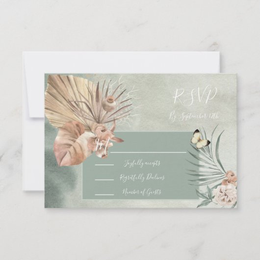 Tropische Oase Palmblattkarten UAWG RSVP Karte (Vorderseite)