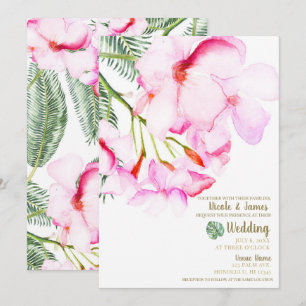 Tropische Oase Rosa Grüne Hawaiianische Florale Ho Einladung