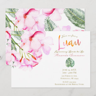 Tropische Oase Rosa Grüne Hawaiianische Hochzeitsd Einladung