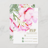 Tropische Oase Rosa grüne hawaiianische UAWG RSVP Karte (Vorne/Hinten)
