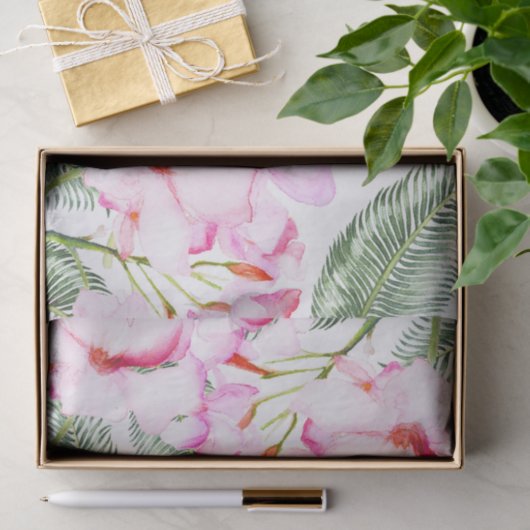 Tropische Oase Rosa Grünhawaiianische Blumenhochze Seidenpapier (Geschenk)