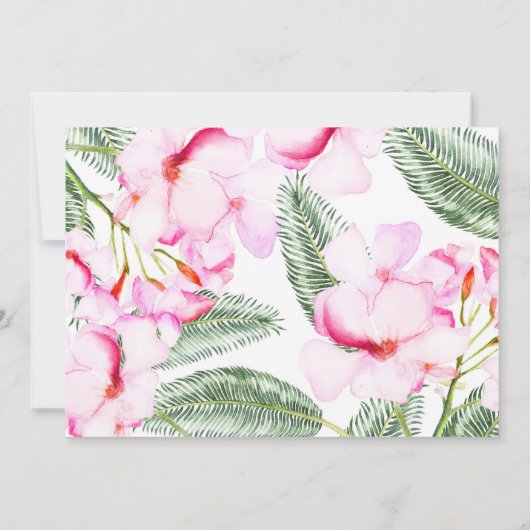 Tropische Oase Rosa Grünhawaiianischer Blumensüß 1 Einladung (Rückseite)
