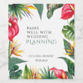 Tropische Oasen-Blume Hochzeit Weinetikett (Einzelnes Label)