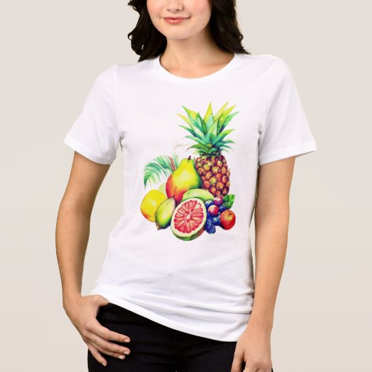 Tropische Obstcollage Tri-Blend Shirt (Vorderseite)