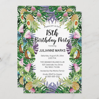 Tropische Obstgärten Sommer 18. Geburtstagsparty Einladung