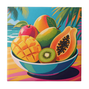 Tropische Obstschale Illustration Fliese
