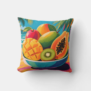 Tropische Obstschale Illustration Kissen