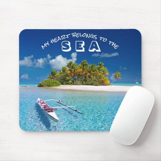 Tropische Ocean Beach Typografie Mousepad (Mit Mouse)