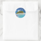 Tropische Ocean Beach Typografie Runder Aufkleber (Tasche)