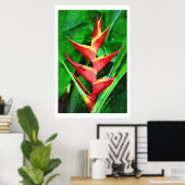 Tropische Ölmalerei mit Heliconia Poster (Heimbüro)