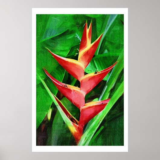 Tropische Ölmalerei mit Heliconia Poster (Vorne)