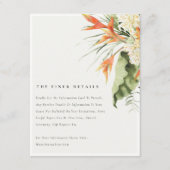 Tropische Orange Grüne botanische Hochzeiten Detai Begleitkarte (Vorderseite)