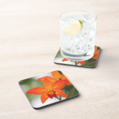 Tropische orange Orchideen-Untersetzer Getränkeuntersetzer (Rechte Seite)