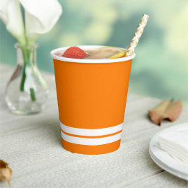 Tropische Orange Twin White Bottom Racing Streifen Pappbecher