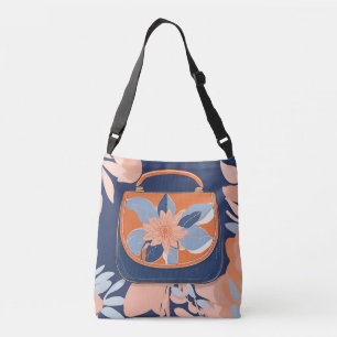Tropische Orangeblaue Handtasche AI-Kunst