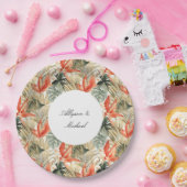 Tropische Orangen-Anthurium-Hochzeit Pappteller (Party)