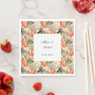 Tropische Orangen-Anthurium-Hochzeit Serviette