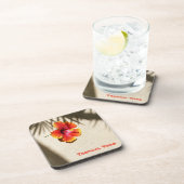 Tropische Orangen Hibiskus Blume Getränkeuntersetzer (Rechte Seite)