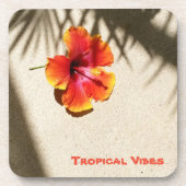 Tropische Orangen Hibiskus Blume Getränkeuntersetzer (Vorderseite)