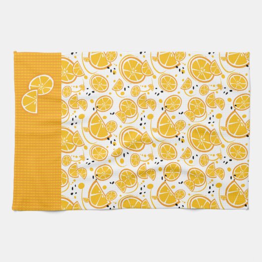 Tropische Orangenscheiben Wedges Zitrusfrüchte Geschirrtuch (Horizontal)