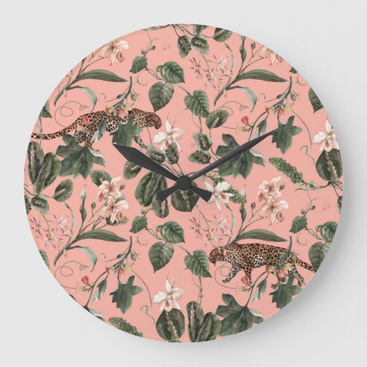 Tropische Orchidee, Schmetterlinge: exotische Wass Große Wanduhr (Vorderseite)