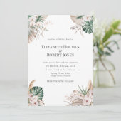 Tropische Orchidee und Monstera Hochzeit Einladung (Stehend Vorderseite)