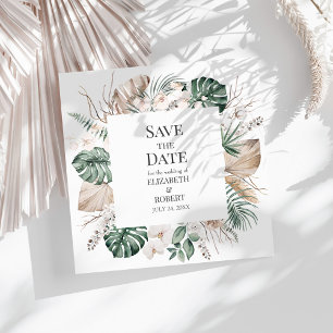 Tropische Orchidee und Monstera Save-the-Date-Kart Einladung