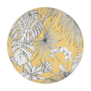 Tropische Orchideen: Gravur Vintage-Muster Schneidebrett