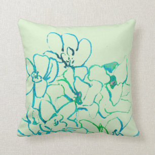 Tropische Orchideen-Kissen - Blau Grün Kissen