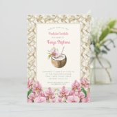 Tropische Orchideen mit Pina Colada | Pool-Party Einladung (Stehend Vorderseite)