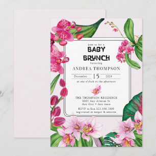 Tropische Orchideen   Pink Florale Babyparty Einladung