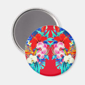 Tropische Orchideen und Palmen Blätter Hawaiianisc Magnet (Vorderseite/Rückseite)