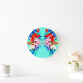 Tropische Orchideen und Palmen Blätter Hawaiianisc Runde Wanduhr (Zuhause)