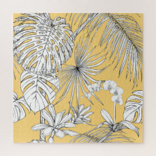 Tropische Orchideen: Vintages Muster gravieren Puzzle